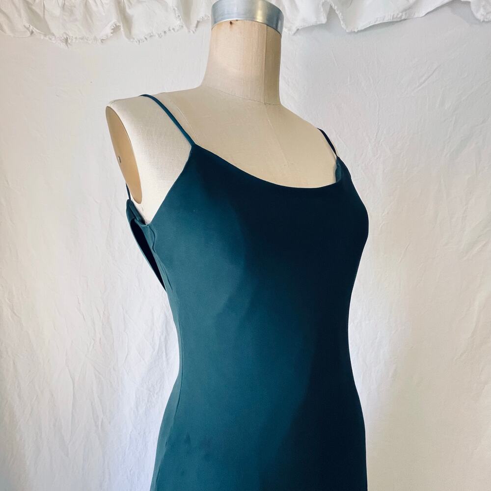 *FLAWED* 90's Dark Green 90s Spaghetti Strap Formal Dress S